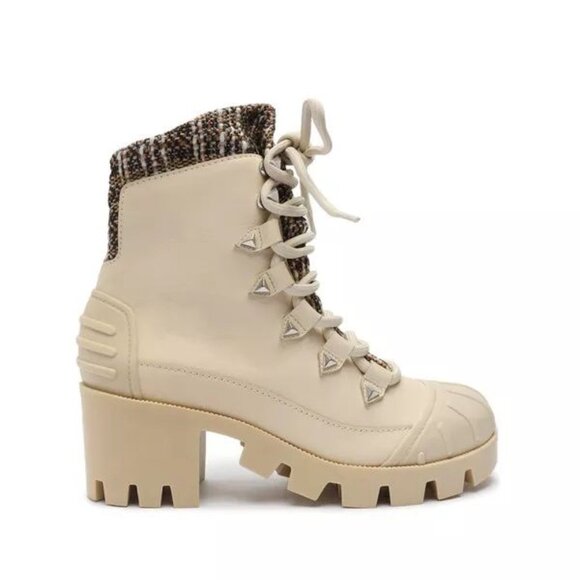 Schutz Jan Tweed  Boots Egg Shell White Size 8  NWT - Picture 1 of 16